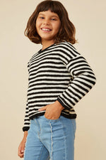 Fuzzy Fleece Striped Long Sleeve Top