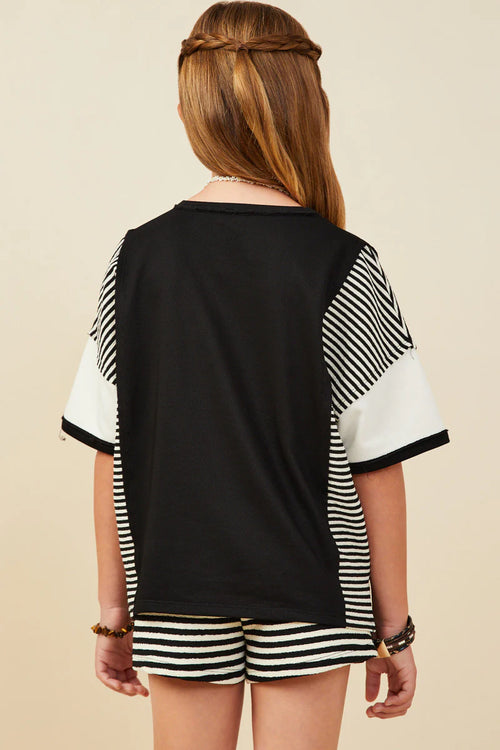 Black Colorblock Stripe Insert Top