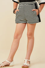 Black Colorblock Side Striped Shorts