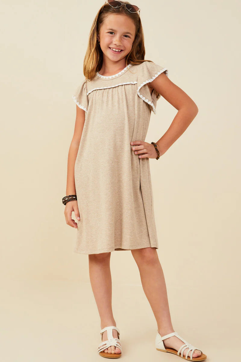 Crochet Contrast Stitched Ribbed Knit Dress
