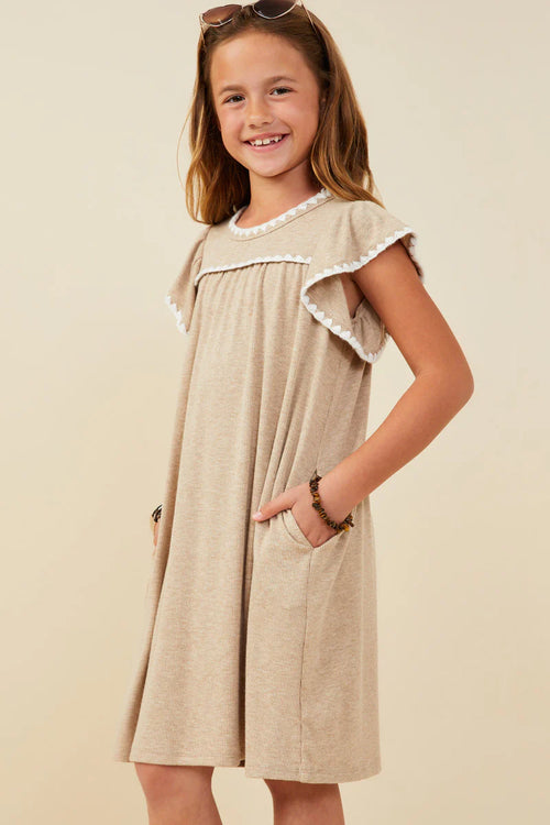 Crochet Contrast Stitched Ribbed Knit Dress