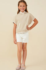 Crochet Contrast Stitched Hooded Tee
