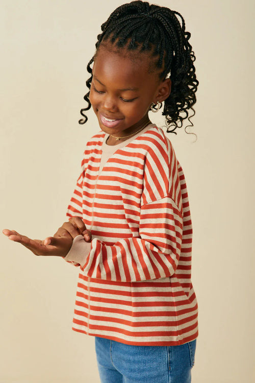 Contrast Band Stitch Detail Striped Knit Top