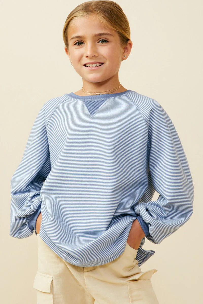 Puff Sleeve Contrast Banded Knit Top