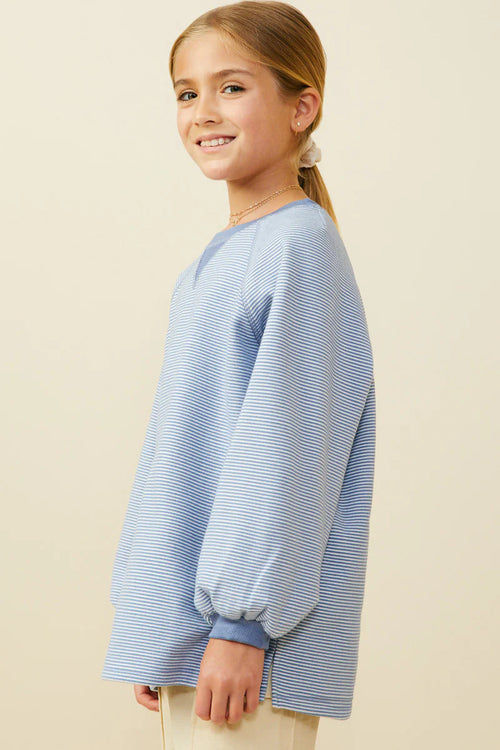 Puff Sleeve Contrast Banded Knit Top