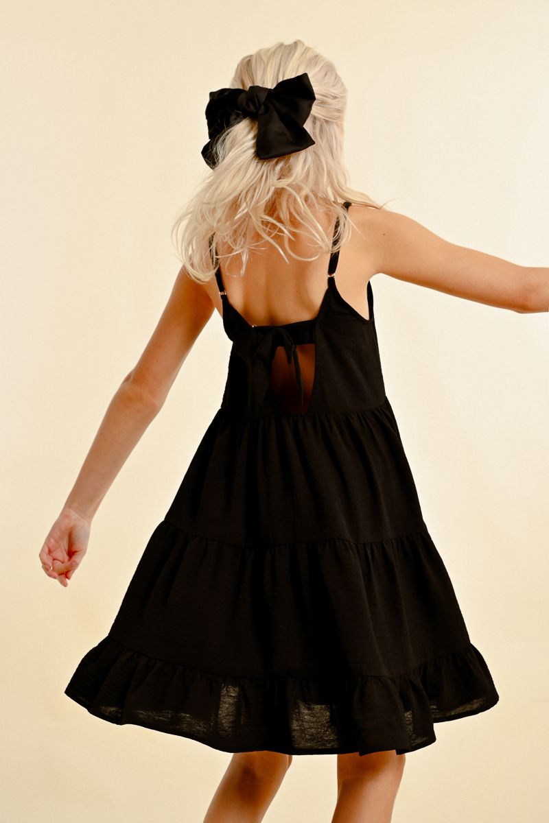 Black Flowy Tiered Dress