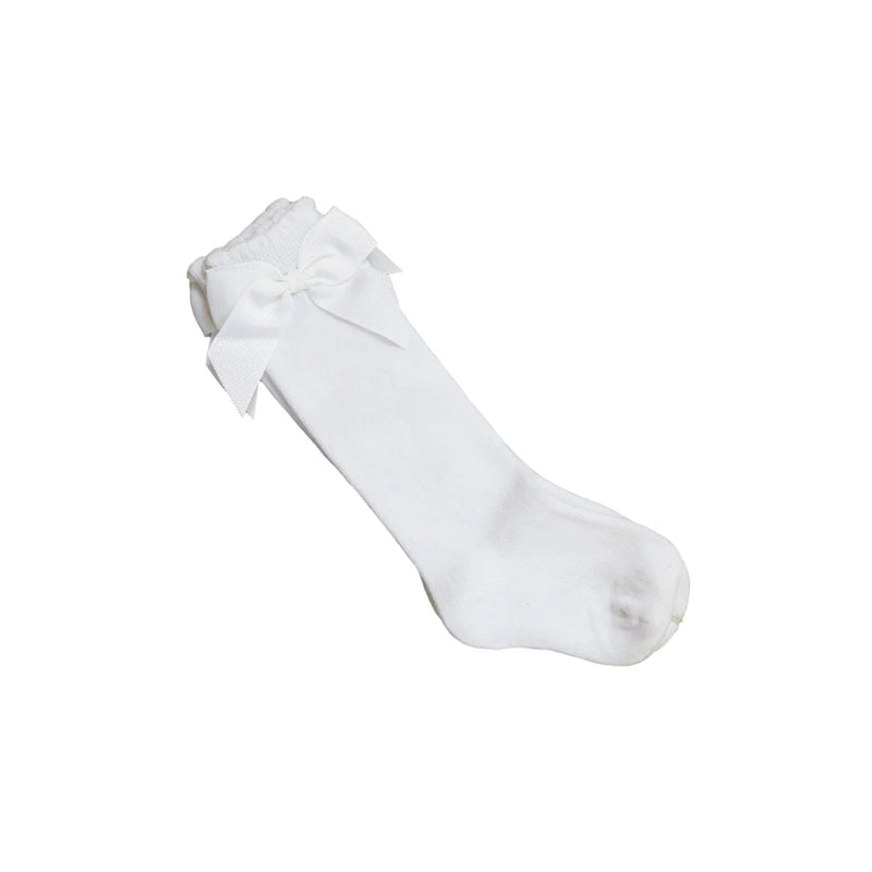 French Vanilla Bow Knee Socks
