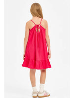 Crinkle Cherry Texture Low Back Ruffle Dress