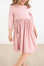 VINTAGE PINK POCKET TWIRL DRESS