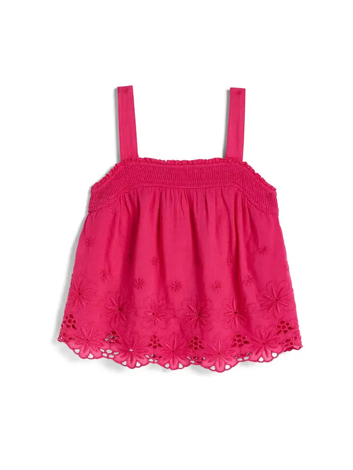 Pink Smocking Eyelet Tank