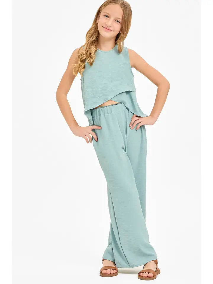 Wrap Design High-Low Sleeveless Top