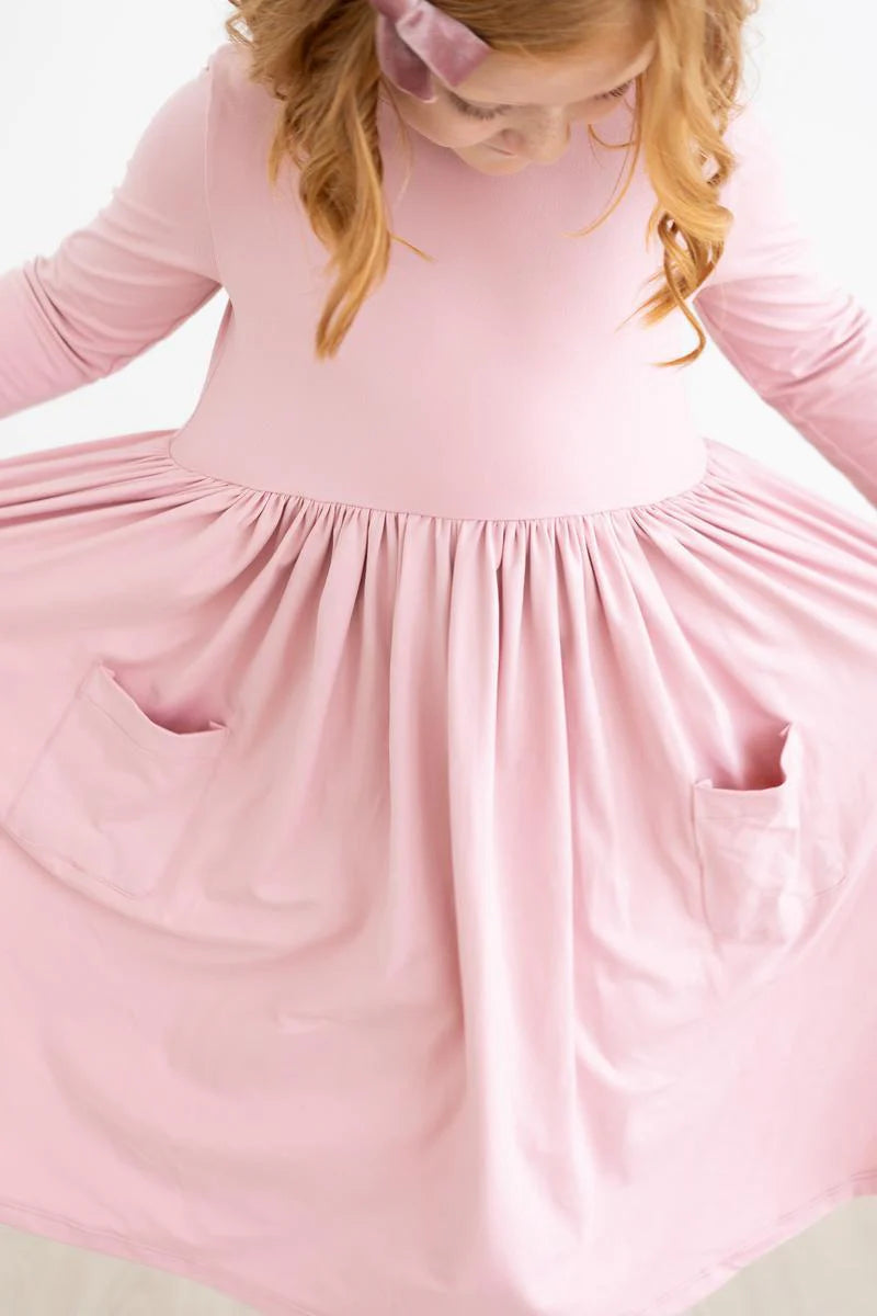 VINTAGE PINK POCKET TWIRL DRESS