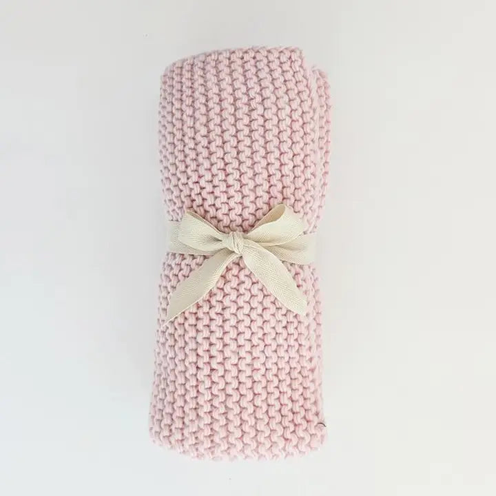 Blush Garter Stitch Knit Blanket Baby