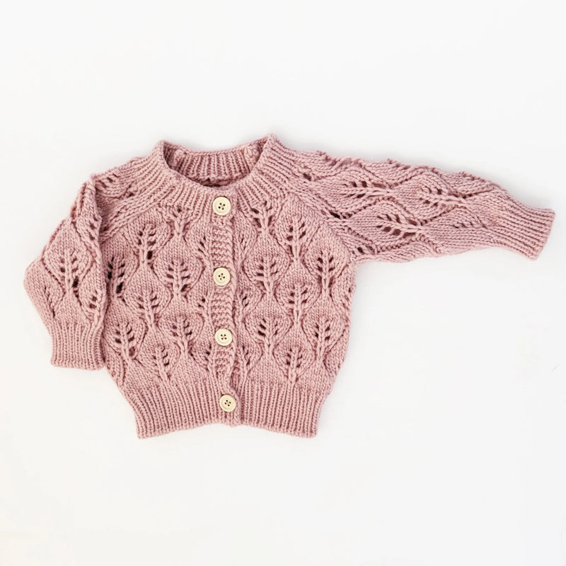 Leaf Lace Cardigan Rosy