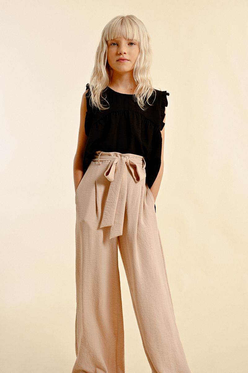 Beige Flowy Beach Pants