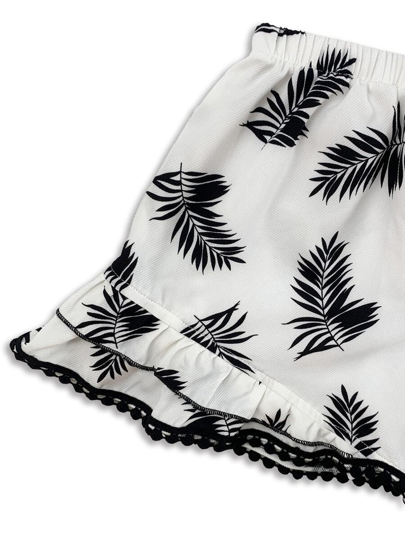 Tropical Shorts W/ Ruffle Detail