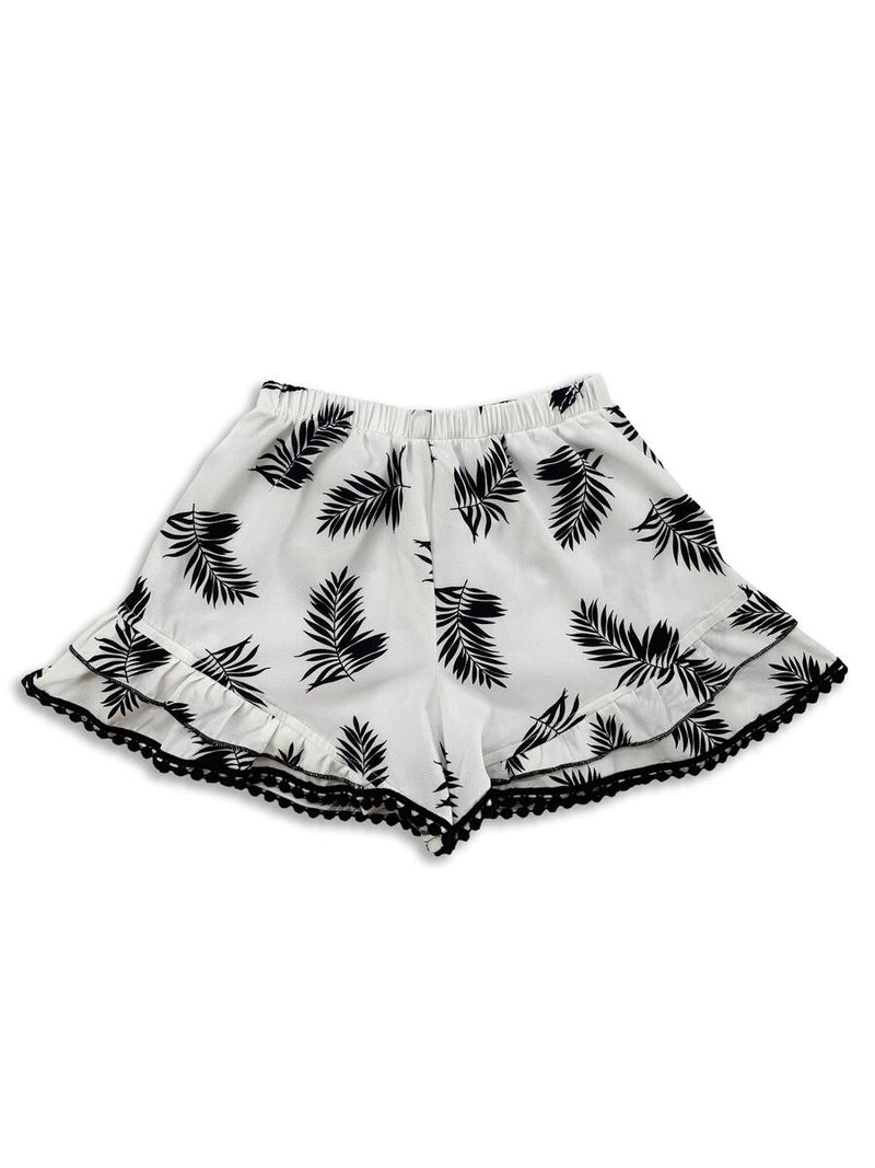 Tropical Shorts W/ Ruffle Detail