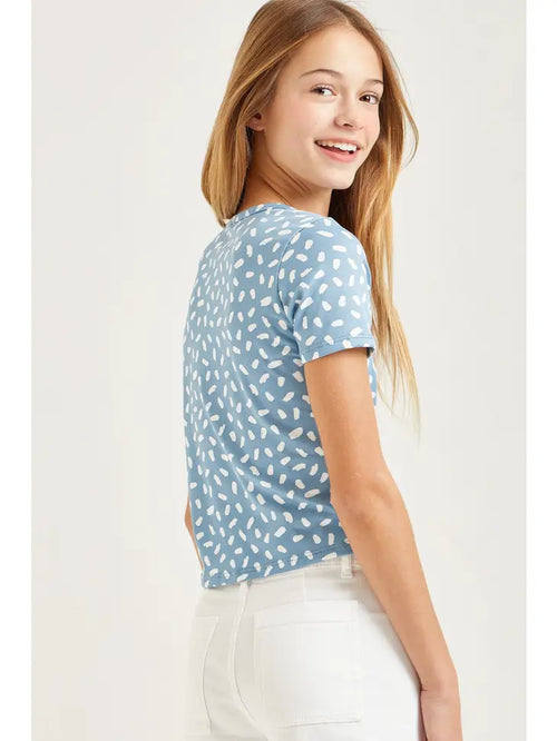 Ruching Front Dots Print Crop Top