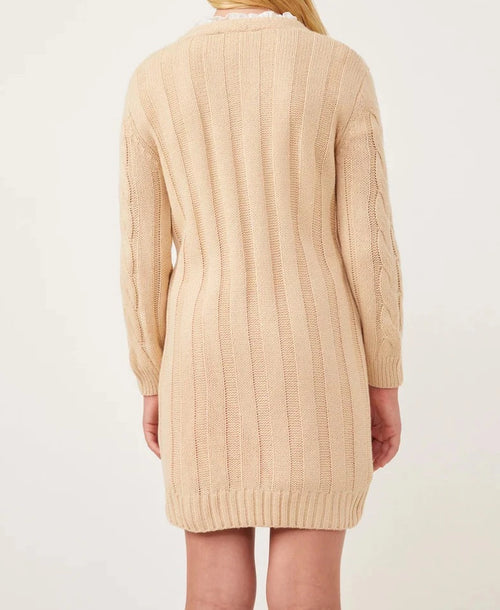 Cable Detail V Neck Buttoned Longline Sweater Cardigan