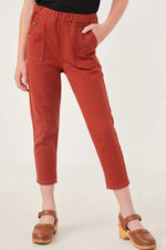 Buttoned Pocket Tapered Twill Pants