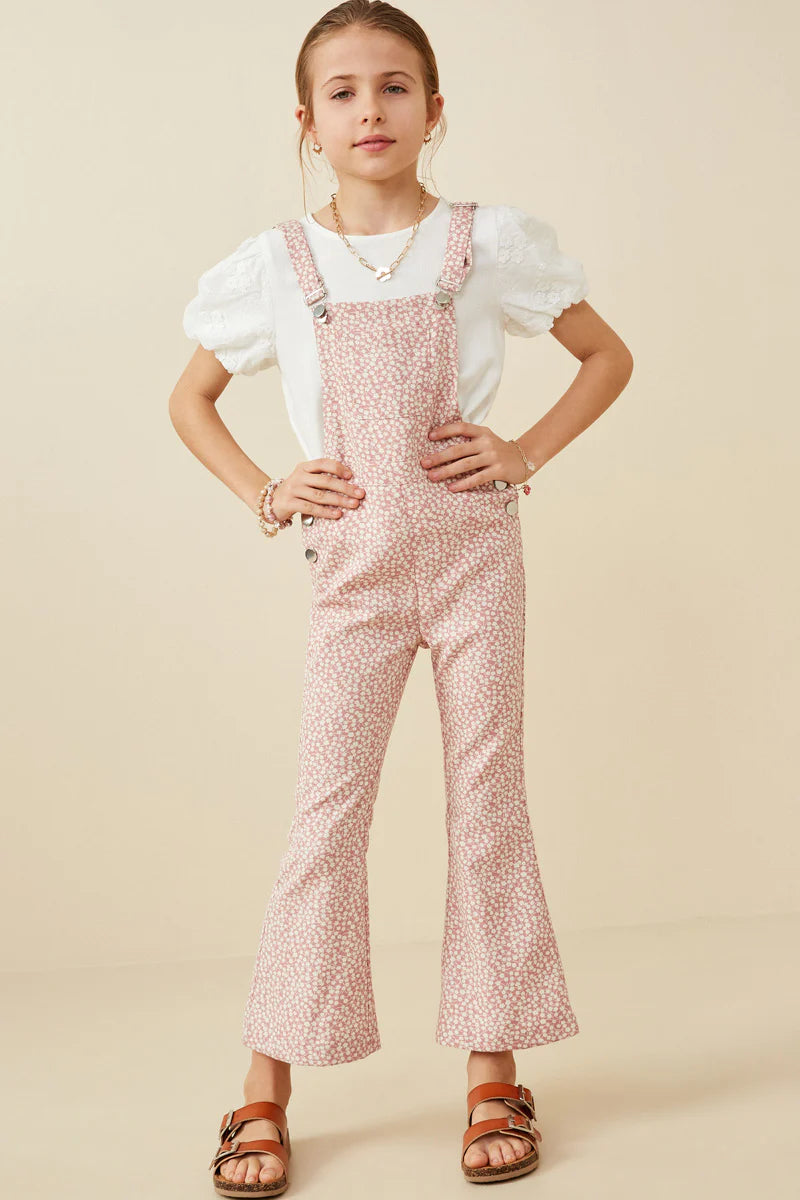 Ditsy Floral Bell Bottom Overalls