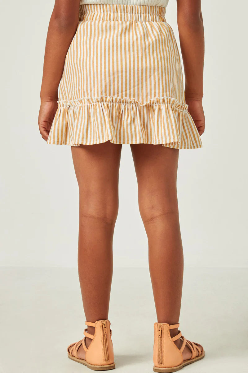 Striped Asymmetric Ruffle Skirt