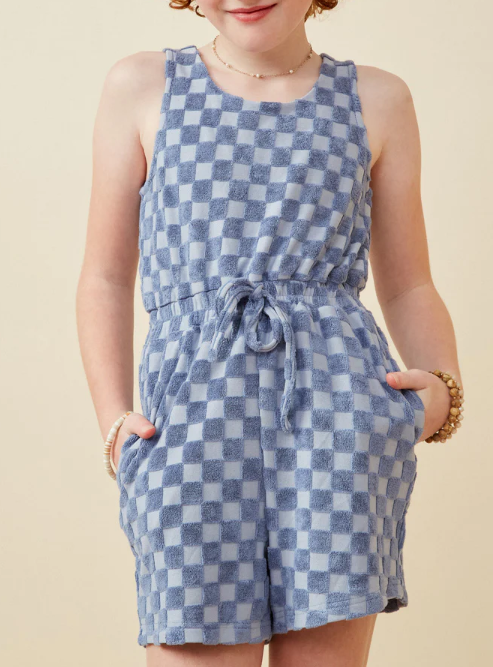 Checkered Terry Burnout Tank Romper