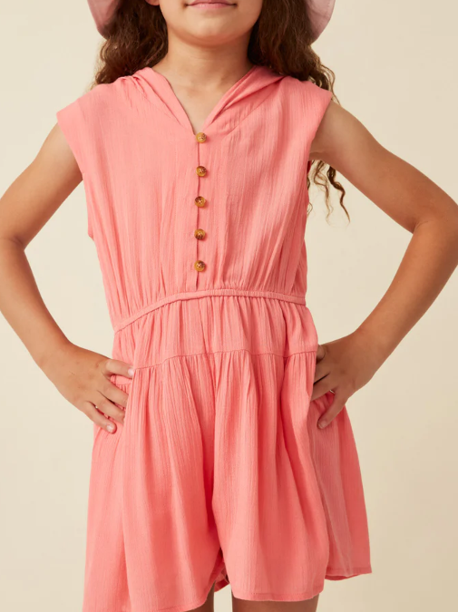 Button Detail Hooded Romper